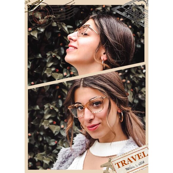 CAT eye glasses frame clear lenses eyewear women - Champagne main image 6